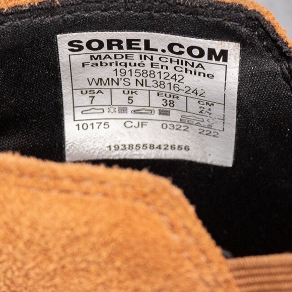 Sorel Evie Wedge Bootie Pull On Ankle Boot Suede Leather Tan Size 7 - Picture 5 of 8